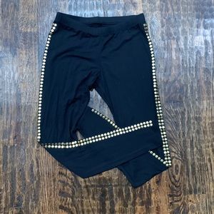 Tart xs black leggings with gold disk detail